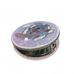 LILO AND STITCH ROUND DOUBLE COMPACT MIRROR WITH SEQUINS