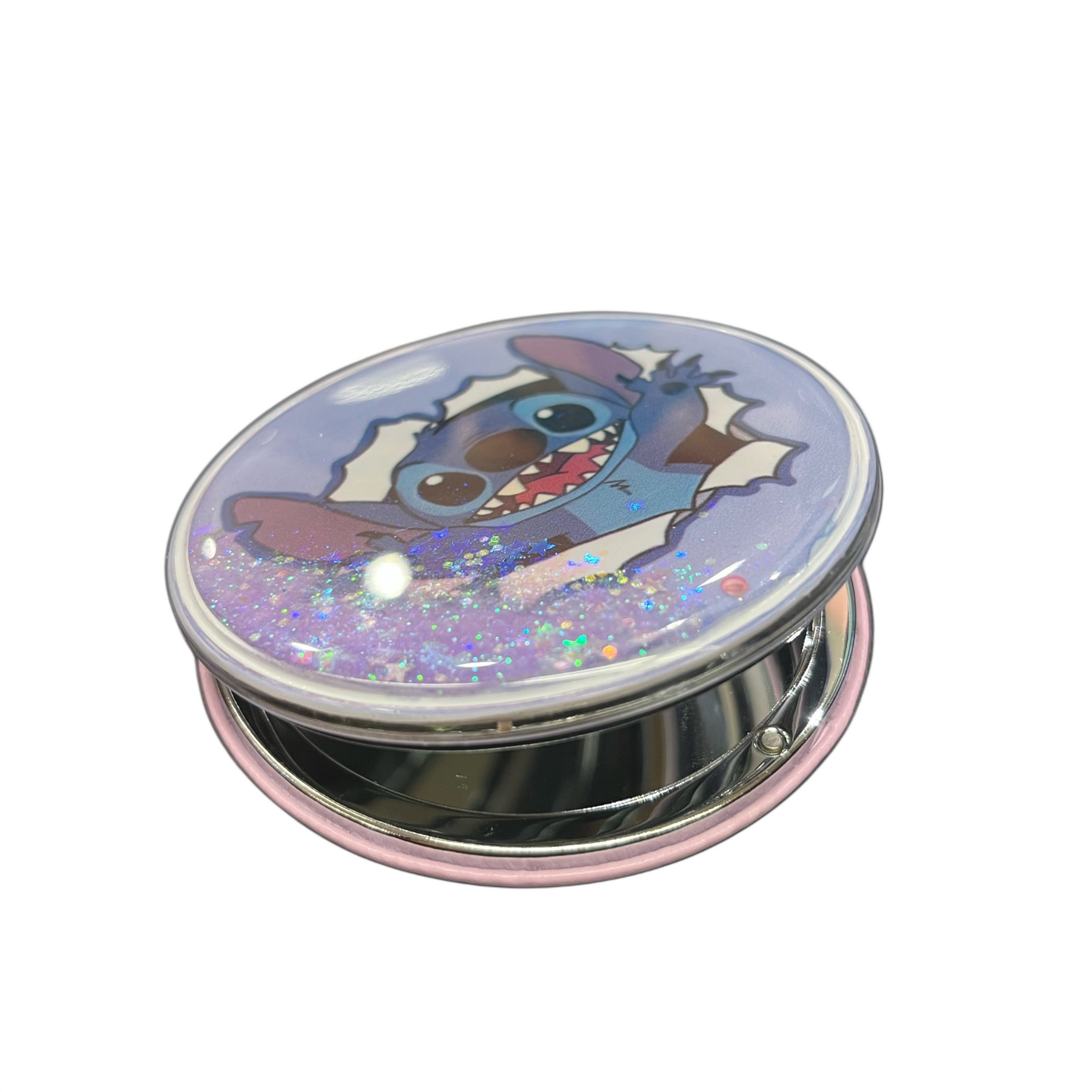LILO AND STITCH ROUND DOUBLE COMPACT MIRROR WITH SEQUINS