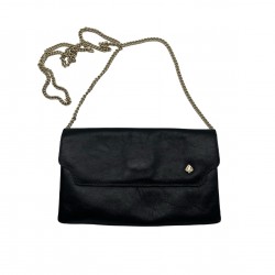 BLACK LEATHER CROSS BODY VINTAGE BAG