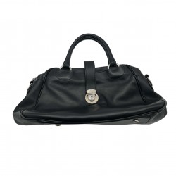 BLACK LEATHER HANDBAG