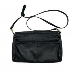 BLACK LEATHER CROSS BODY VINTAGE BAG