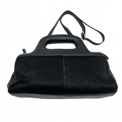 BLACK LEATHER VINTAGE CROSS BODY BAG
