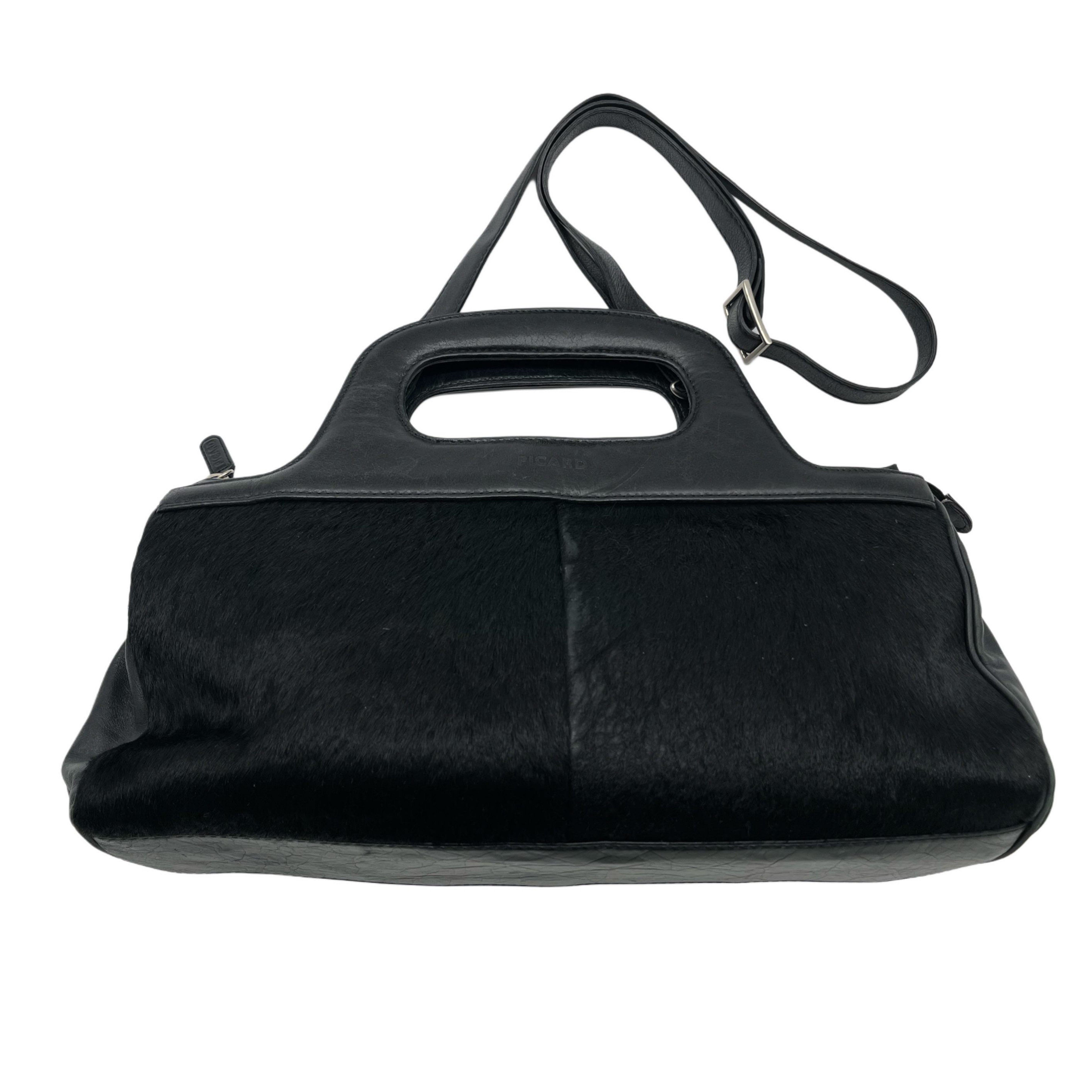 BLACK LEATHER VINTAGE CROSS BODY BAG