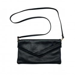 BLACK LEATHER CROSS BODY BAG