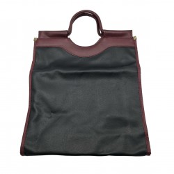 BLACK N DARK RED LEATHER HANDBAG