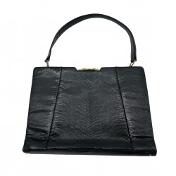 BLACK LEATHER HANDBAG