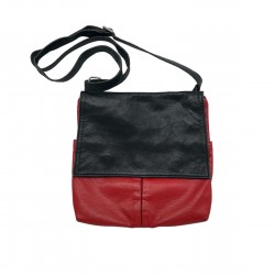 BLACK N RED LEATHER CROSS BODY BAG