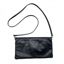 BLACK LEATHER CROSS BODY BAG