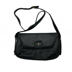 BLACK LEATHER CROSS BODY BAG