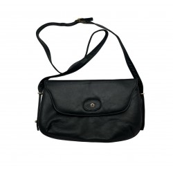 BLACK LEATHER CROSS BODY BAG