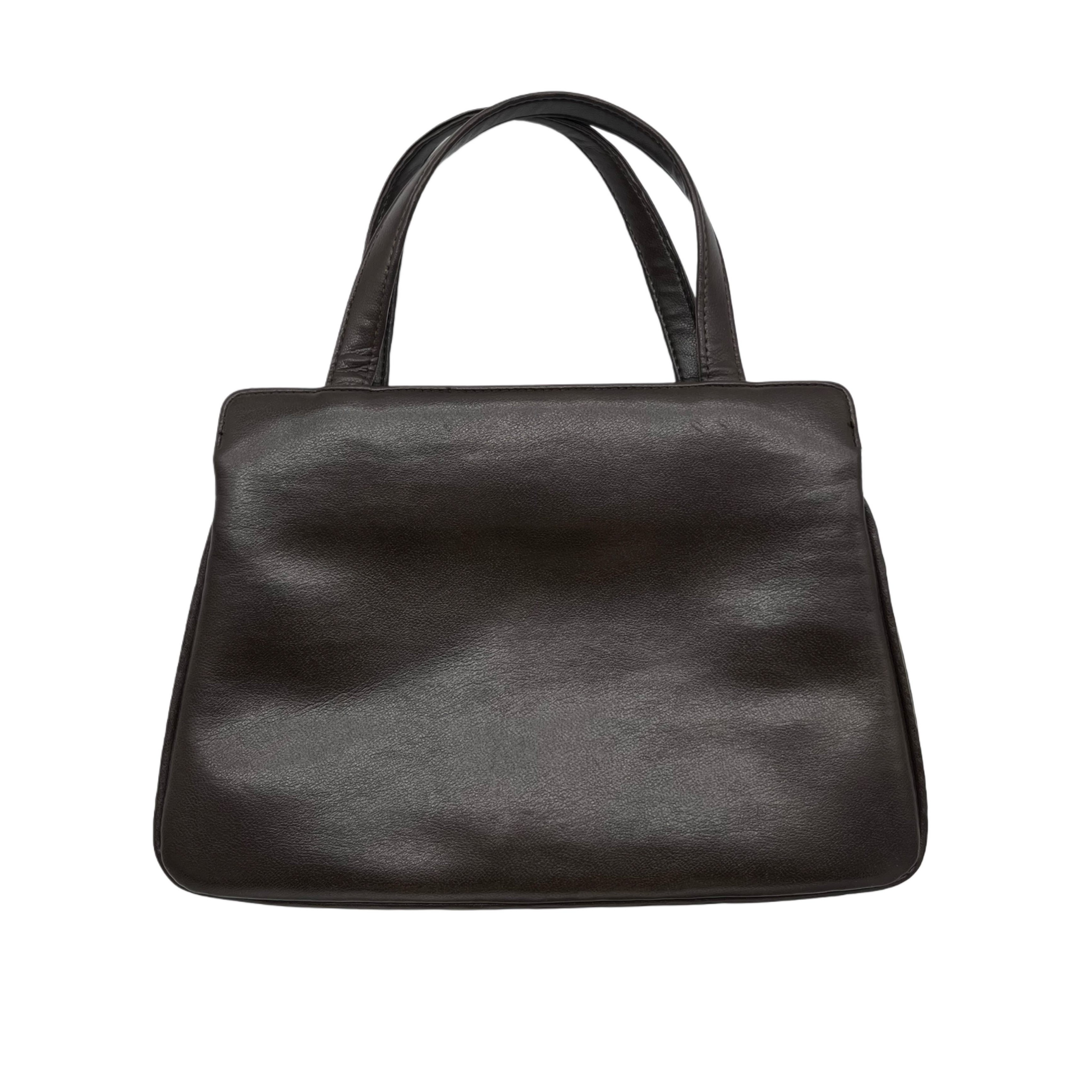 DARK BROWN LEATHER HANDBAG DARK BROWN LEATHER HANDBAG