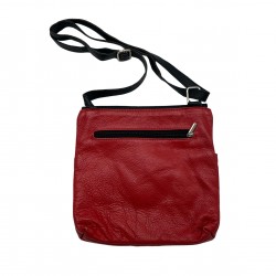 BLACK N RED LEATHER CROSS BODY BAG