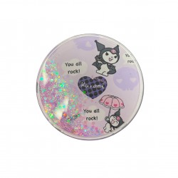 KUROMI ROUND DOUBLE COMPACT MIRROR WITH SEQUINS
