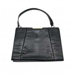BLACK LEATHER HANDBAG