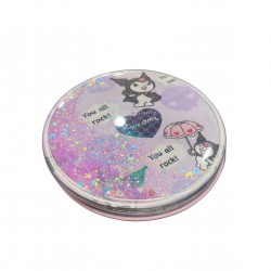 KUROMI ROUND DOUBLE COMPACT MIRROR WITH SEQUINS
