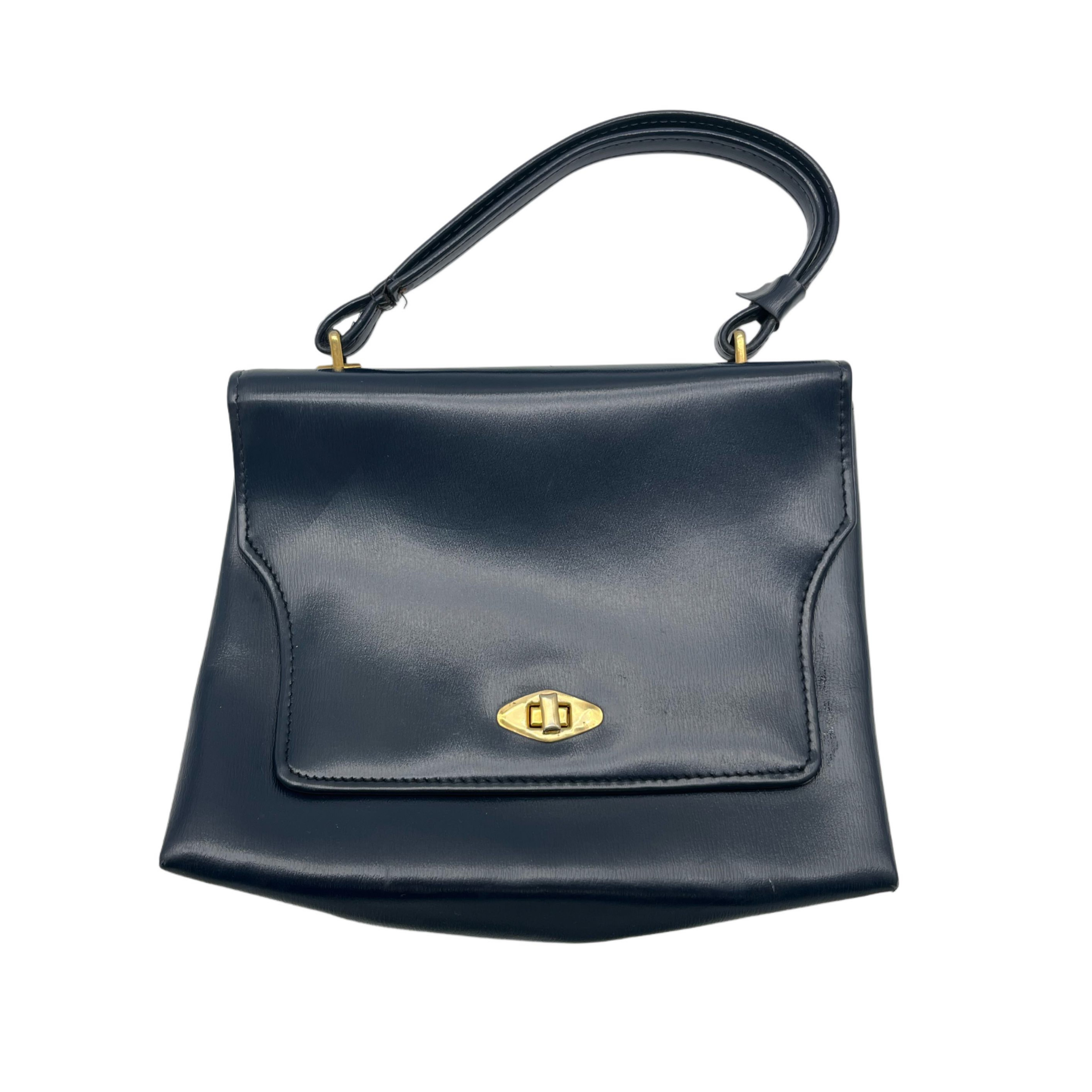 DARK BLUE LEATHER HANDBAG DARK BLUE LEATHER HANDBAG