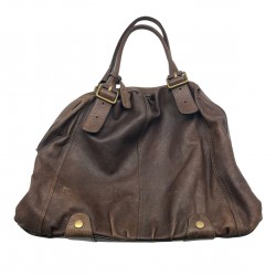 COFFEE BROWN LEATHER VINTAGE SHOULDER BAG