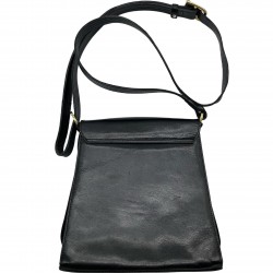 BLACK LEATHER CROSS BODY BAG 