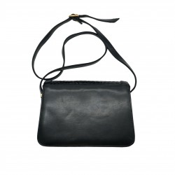 BLACK LEATHER CROSS BODY BAG