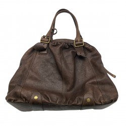 COFFEE BROWN LEATHER VINTAGE SHOULDER BAG