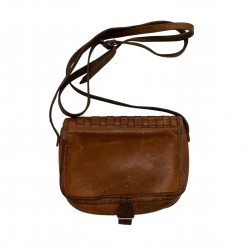 BROWN LEATHER VINTAGE CROSS BODY BAG