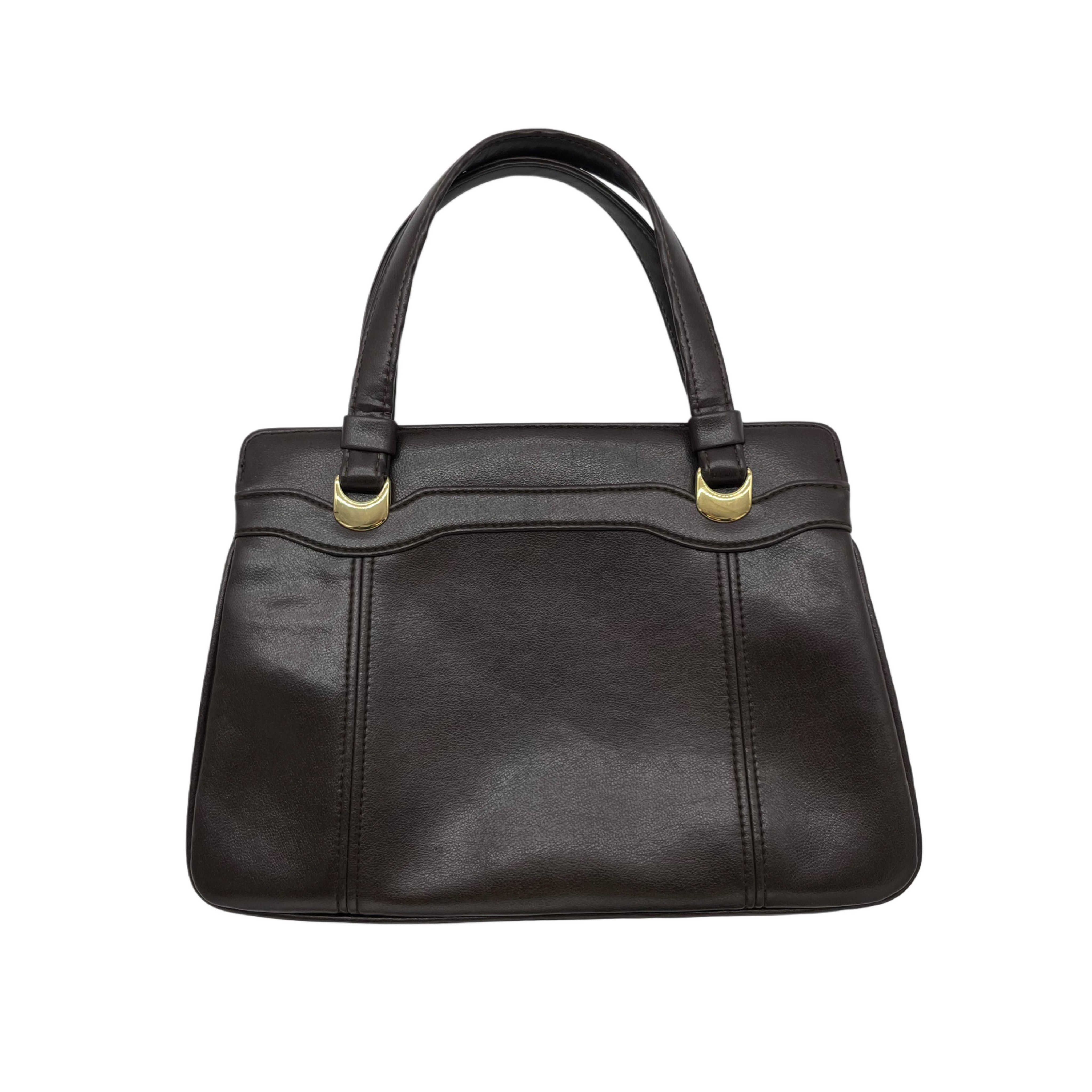 DARK BROWN LEATHER HANDBAG DARK BROWN LEATHER HANDBAG