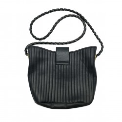 BLACK LEATHER VINTAGE CROSS BODY BAG