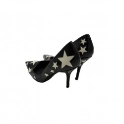 DOLCE AND GABBANA BLACK LEATHER STAR PUMPS