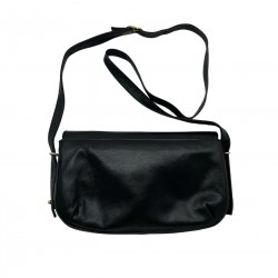 BLACK LEATHER CROSS BODY BAG