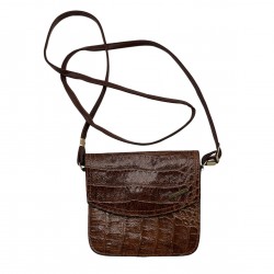 BROWN LEATHER CROSS BODY BAG