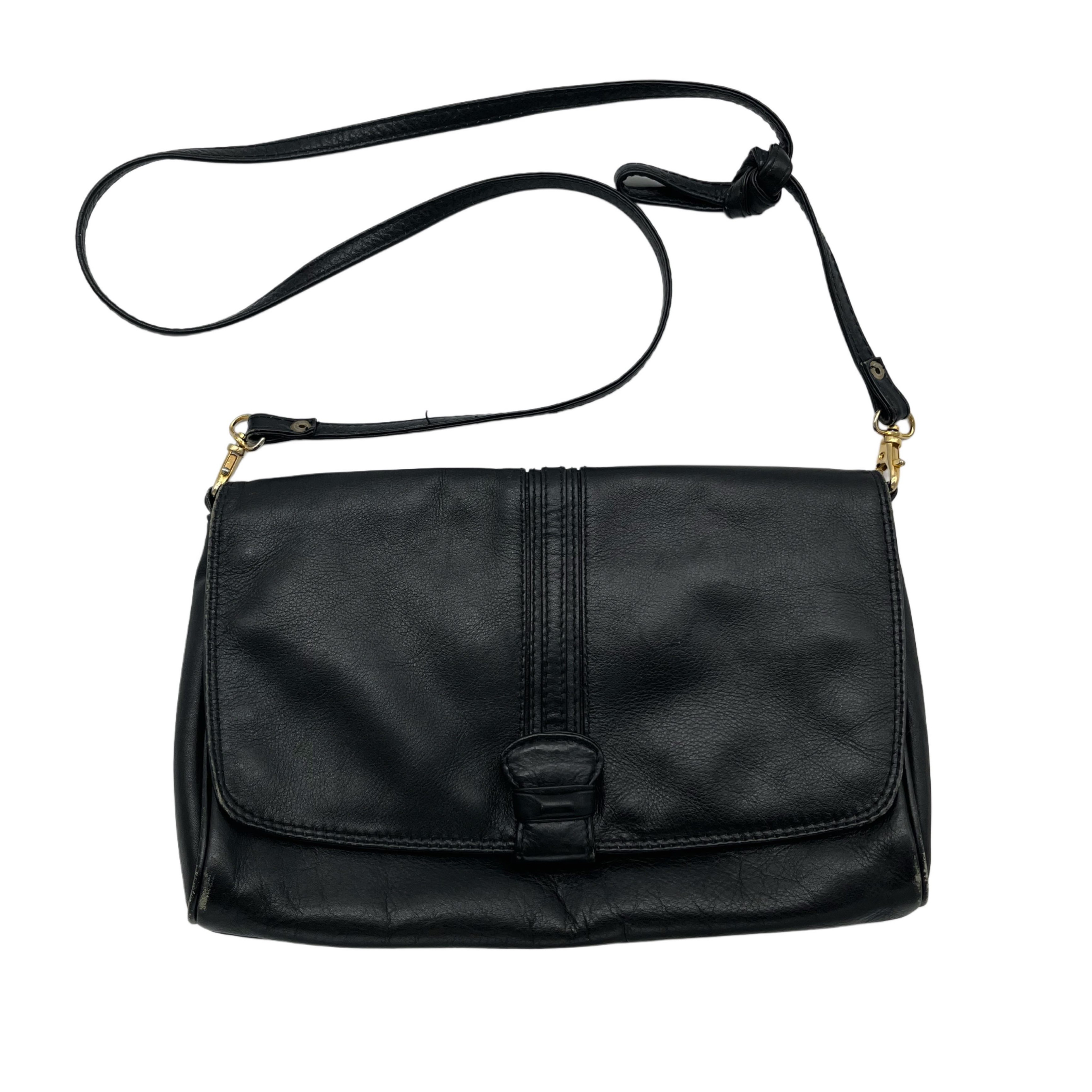 BLACK LEATHER CROSS BODY VINTAGE BAG