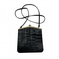 BLACK LEATHER CROSS BODY BAG