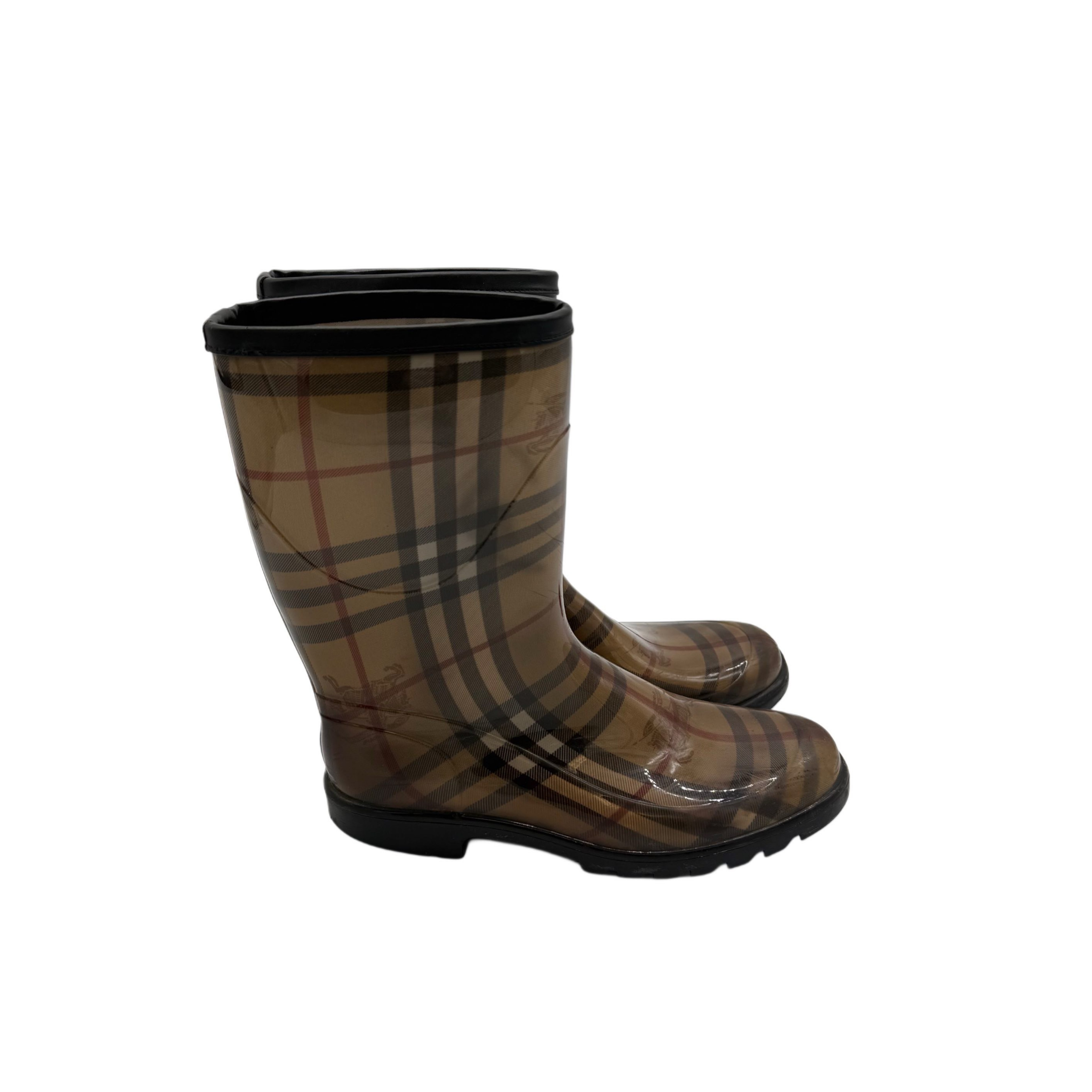 BURBERRY BEIGE HOUSECHECK RUBBER RAIN BOOTS BURBERRY BEIGE HOUSECHECK RUBBER RAIN BOOTS