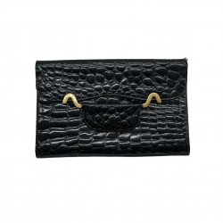 BLACK LEATHER CLUTCH BAG