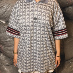 ADIDAS GREY VINTAGE POLO T-SHIRT
